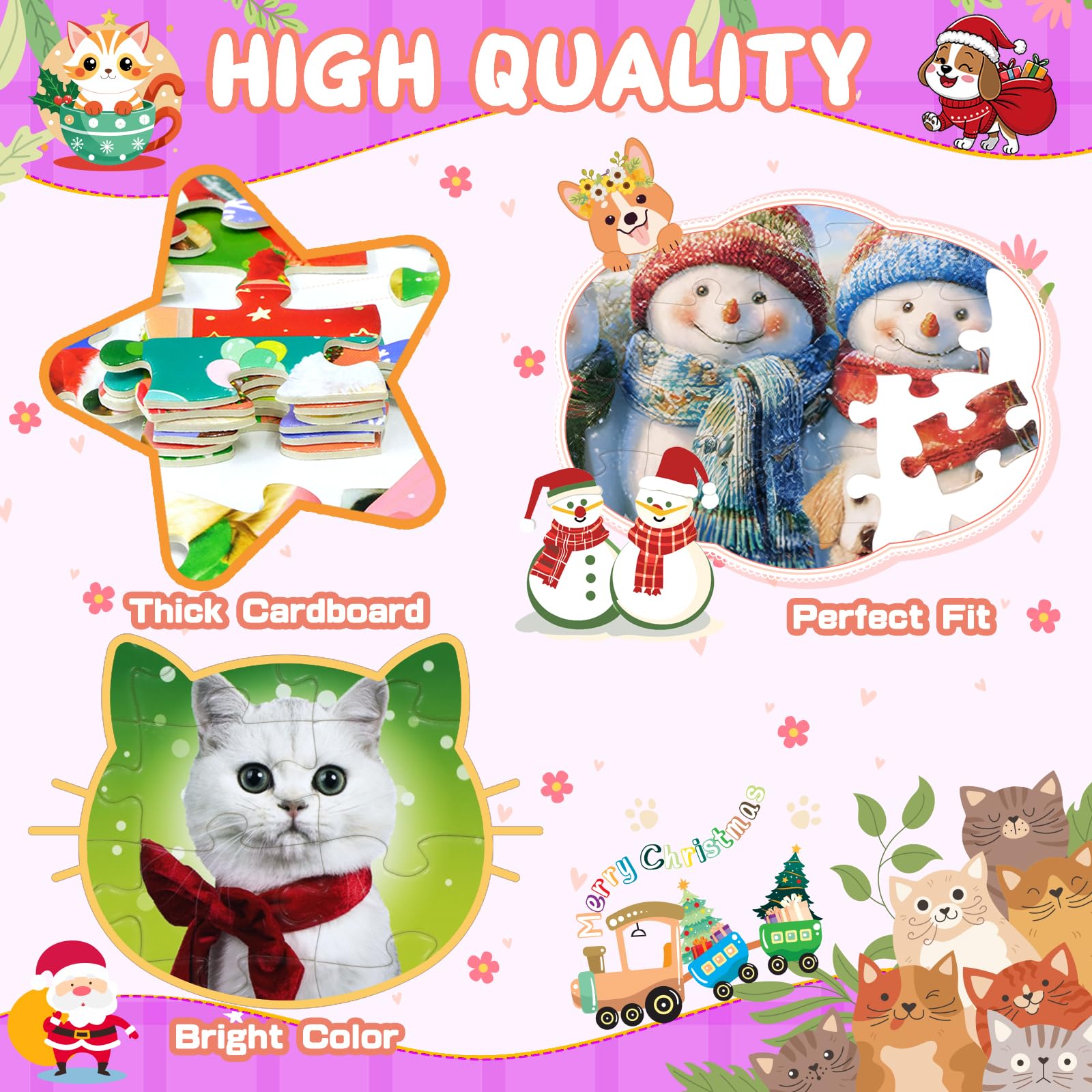 Ciesa cats puzzle bundle: bright 100-piece designs to boost focus during play.