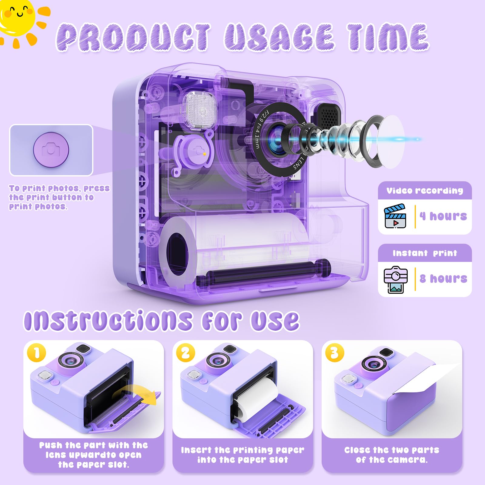 CIGXAVO kids camera captures 1080P video with bright color and smooth motion.