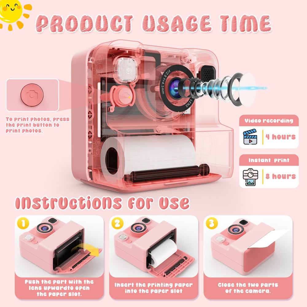 CIGXAVO Kids Camera 180-degree flip lens for selfies and group shots