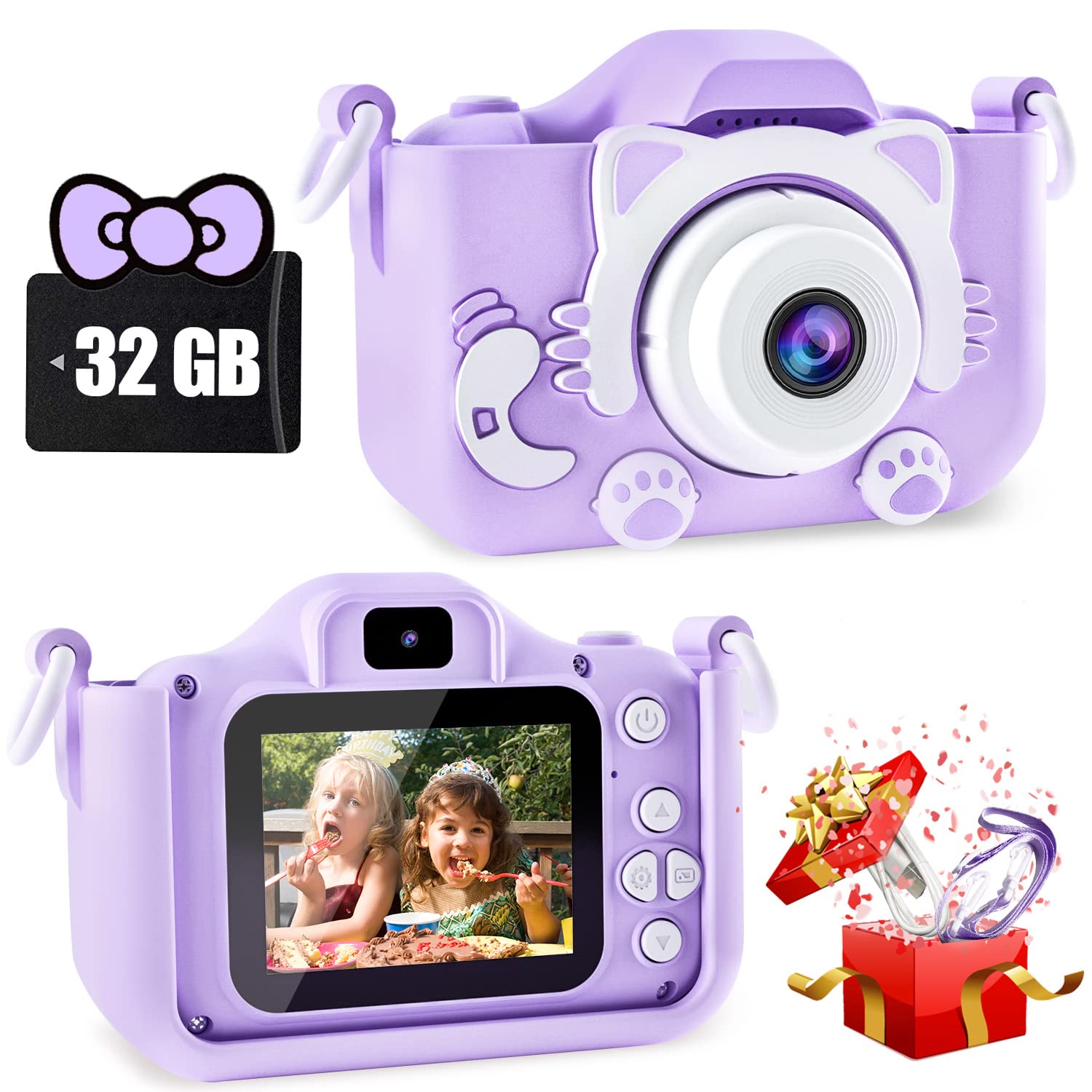 CIMELR kids camera with protective silicone case on front view for safe play