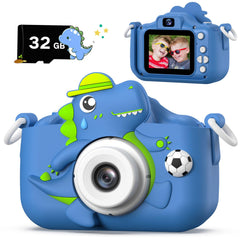Cimizi dinosaur kids camera front view with kid-friendly controls for easy selfies