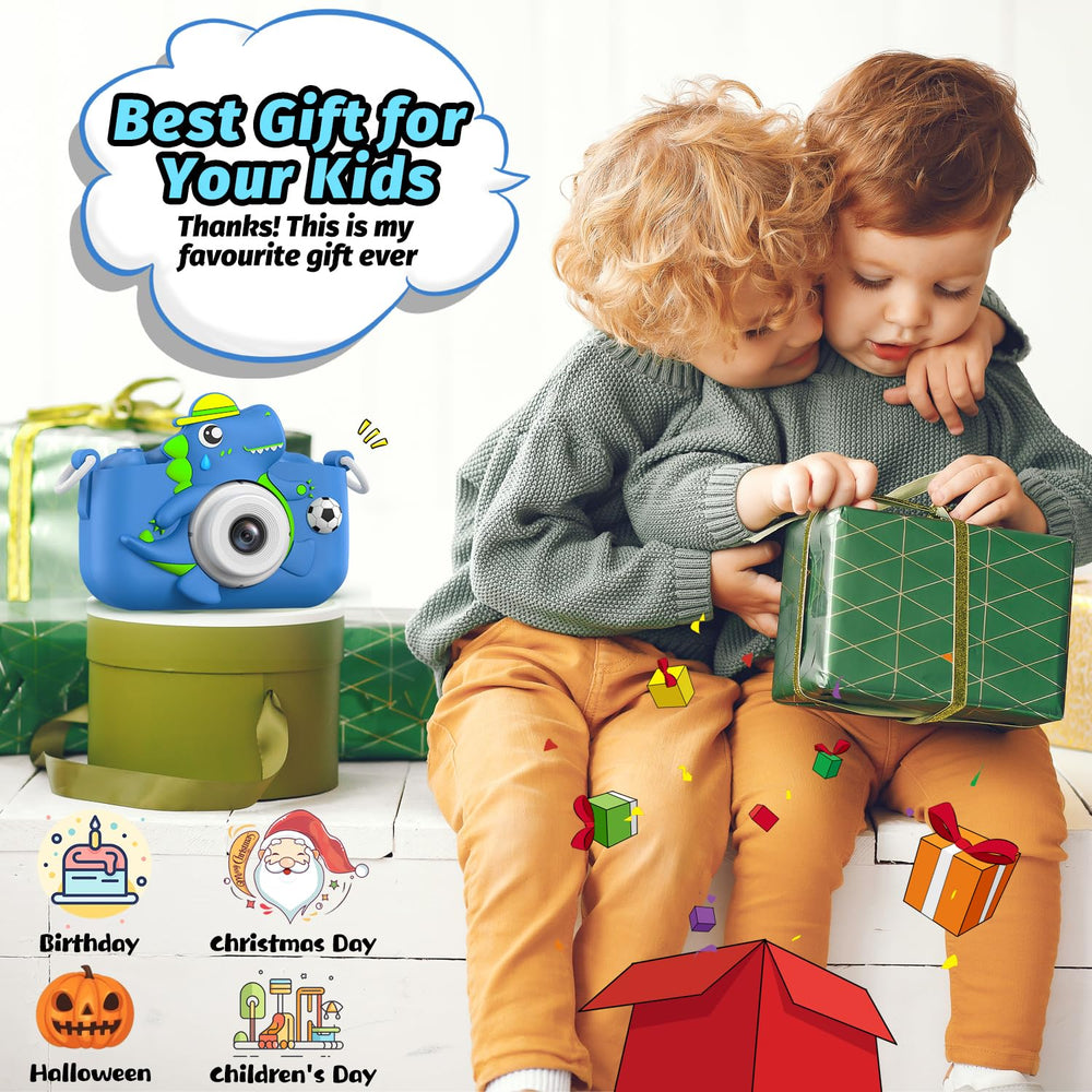 Cimizi dinosaur kids camera rear view highlighting rear camera for versatile shots