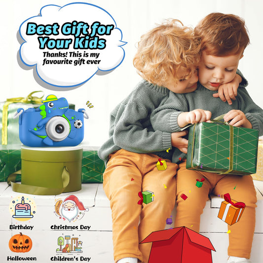 Cimizi dinosaur kids camera rear view highlighting rear camera for versatile shots