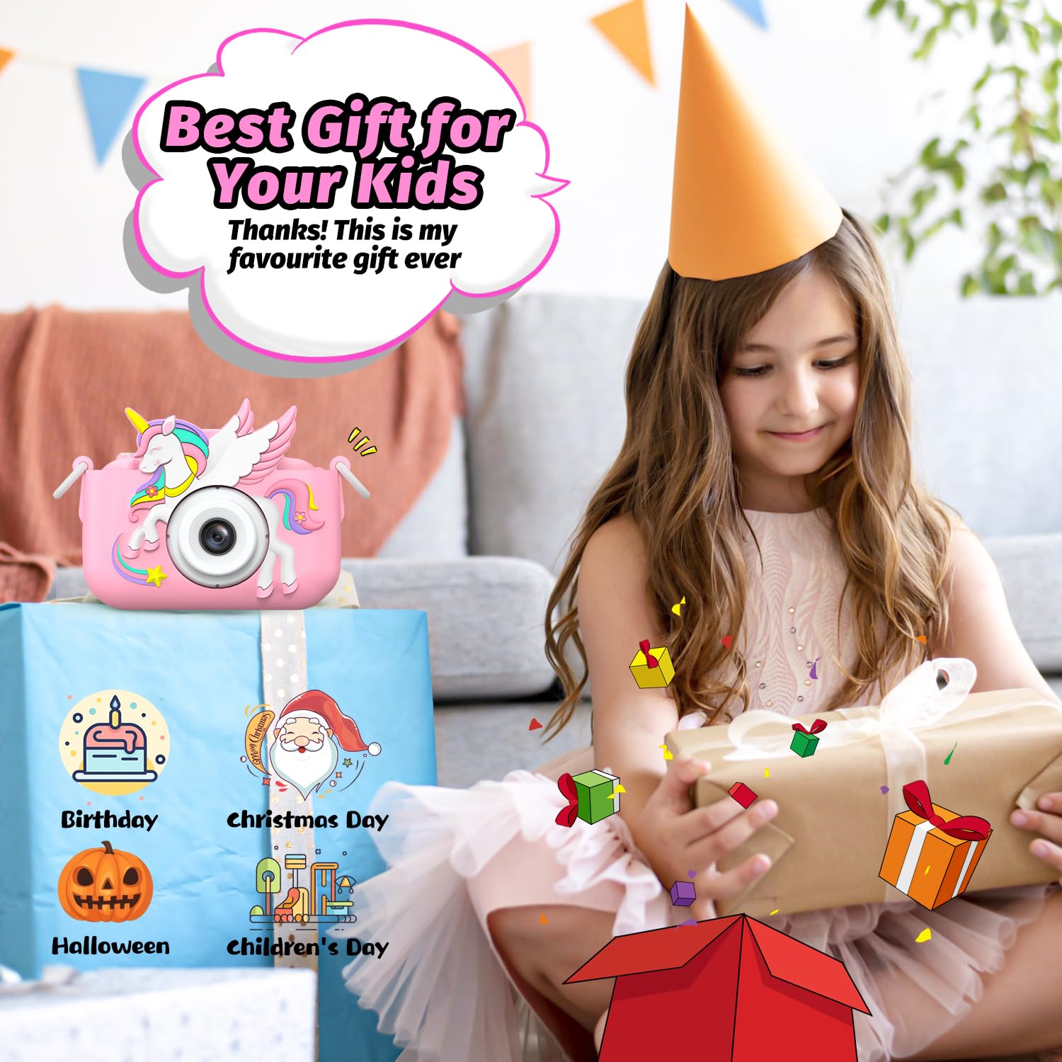 Cimizi Kids Camera protective silicone case guards against drops during play.