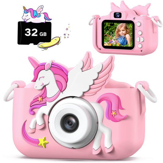 Cimizi upgrade kids camera with dual front and rear lenses for selfies and videos.