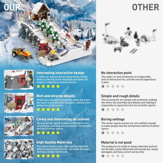 CinamixBrax Ski Shop and Snowmobile blocks enable immersive winter role play.