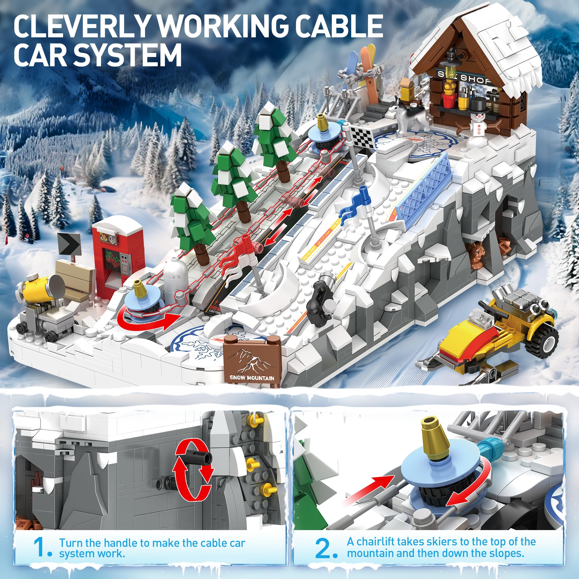 CinamixBrax Ski Slope with figures invites active winter storytelling.