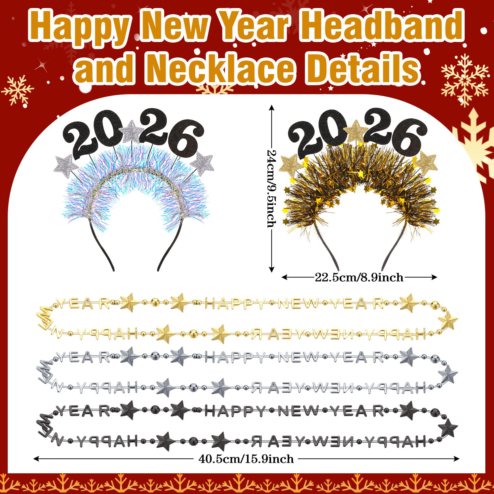 Cindeer 2026 Happy New Year bead necklaces for coordinated party outfits