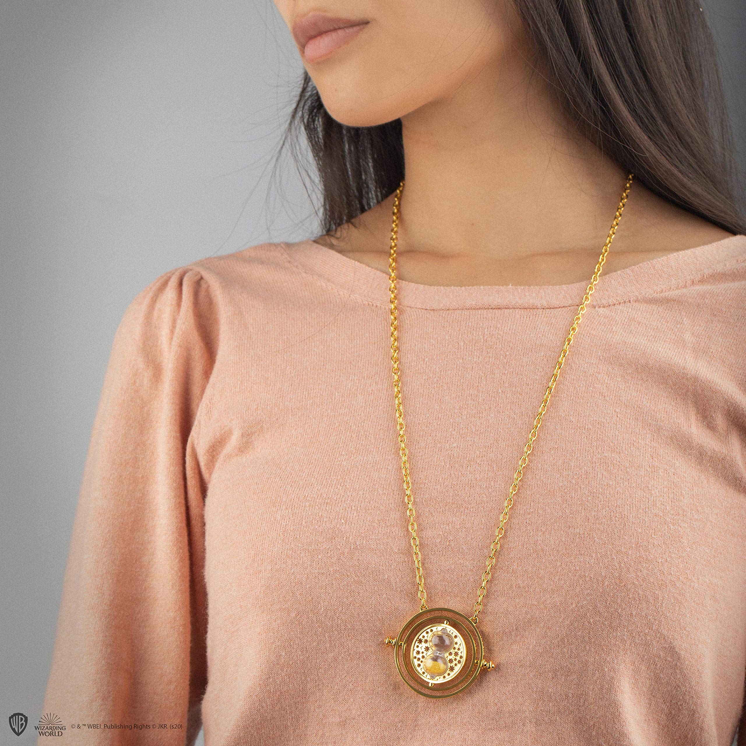 Time Turner necklace on chain showing subtle shine and wearability