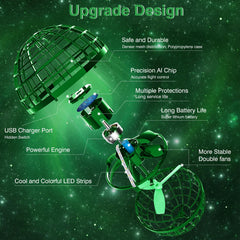 Ciniffo Flying Orb Ball charges via USB for quick sessions.