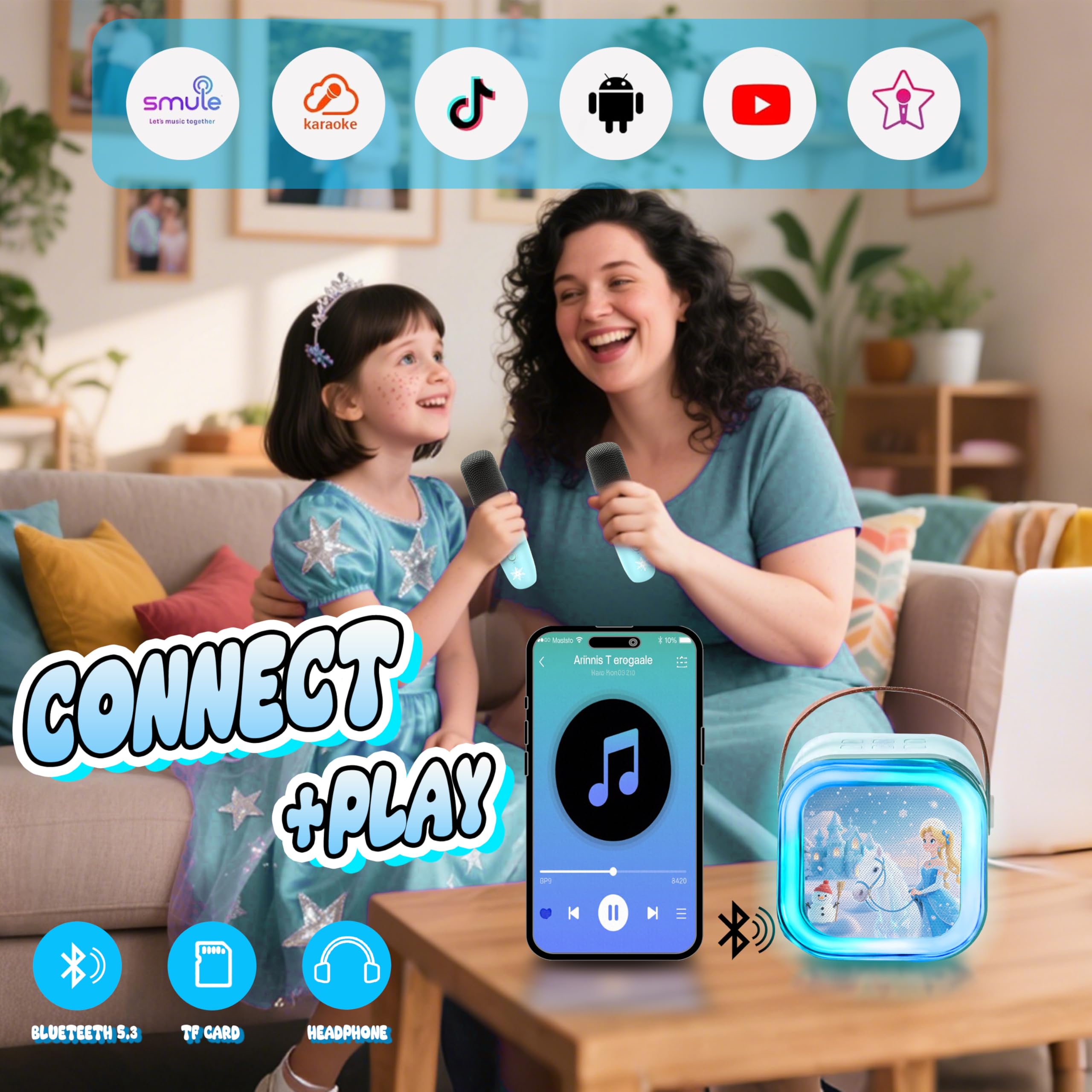 CINKOLA wireless karaoke device with Bluetooth and TF playback for music.