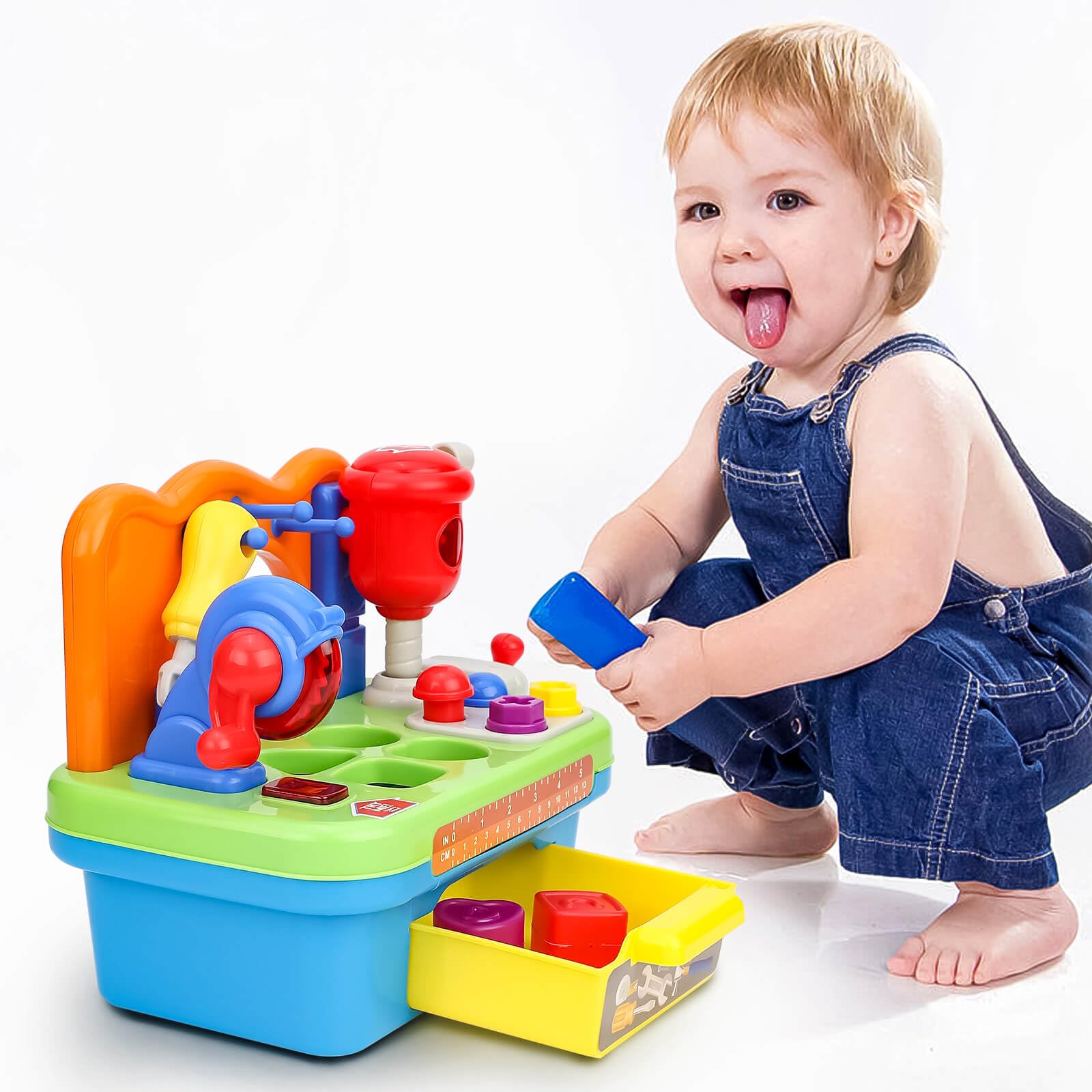 Close-up of BPA-free, smooth-edged toy tools from Cinne