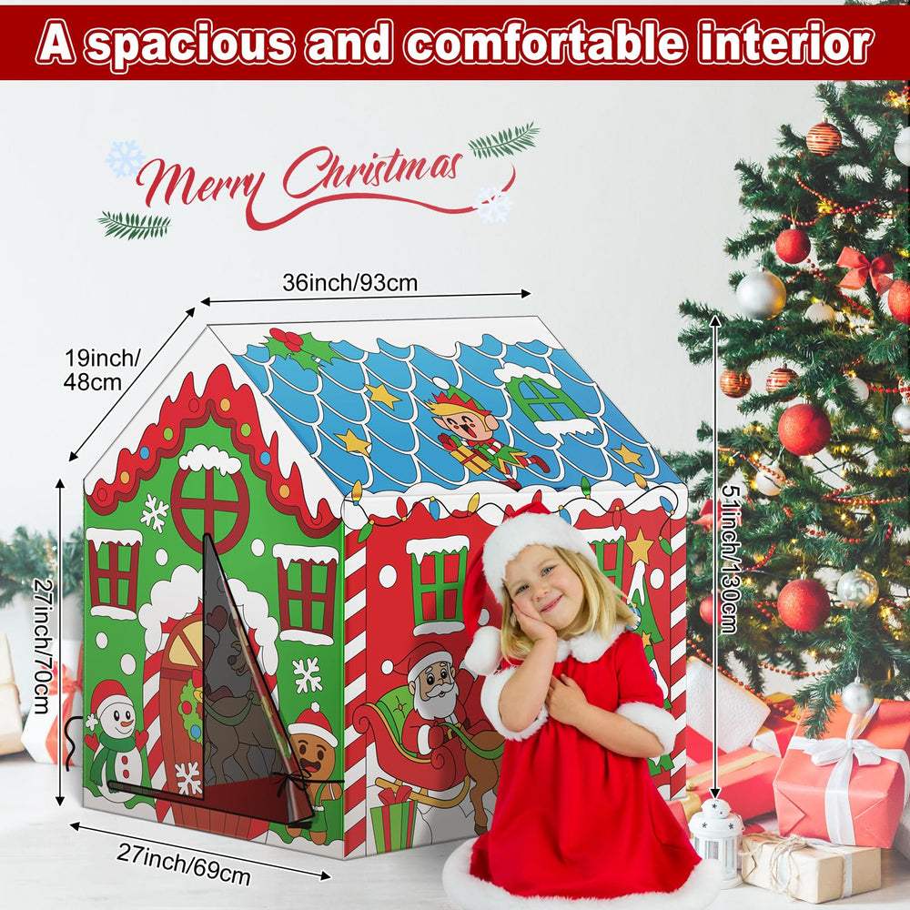 Cinrobiye Christmas Playhouse Tent featuring a snowman design as a cozy holiday backdrop.