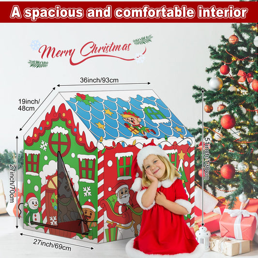 Cinrobiye Christmas Playhouse Tent featuring a snowman design as a cozy holiday backdrop.