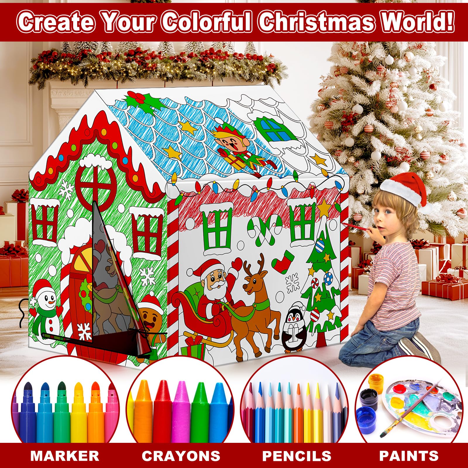 Cinrobiye coloring-station tent setup enables quick DIY art sessions.