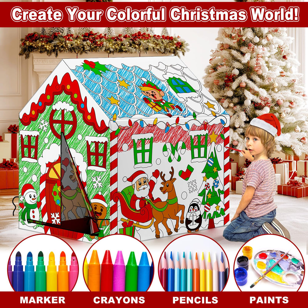 Cinrobiye coloring-station tent setup enables quick DIY art sessions.