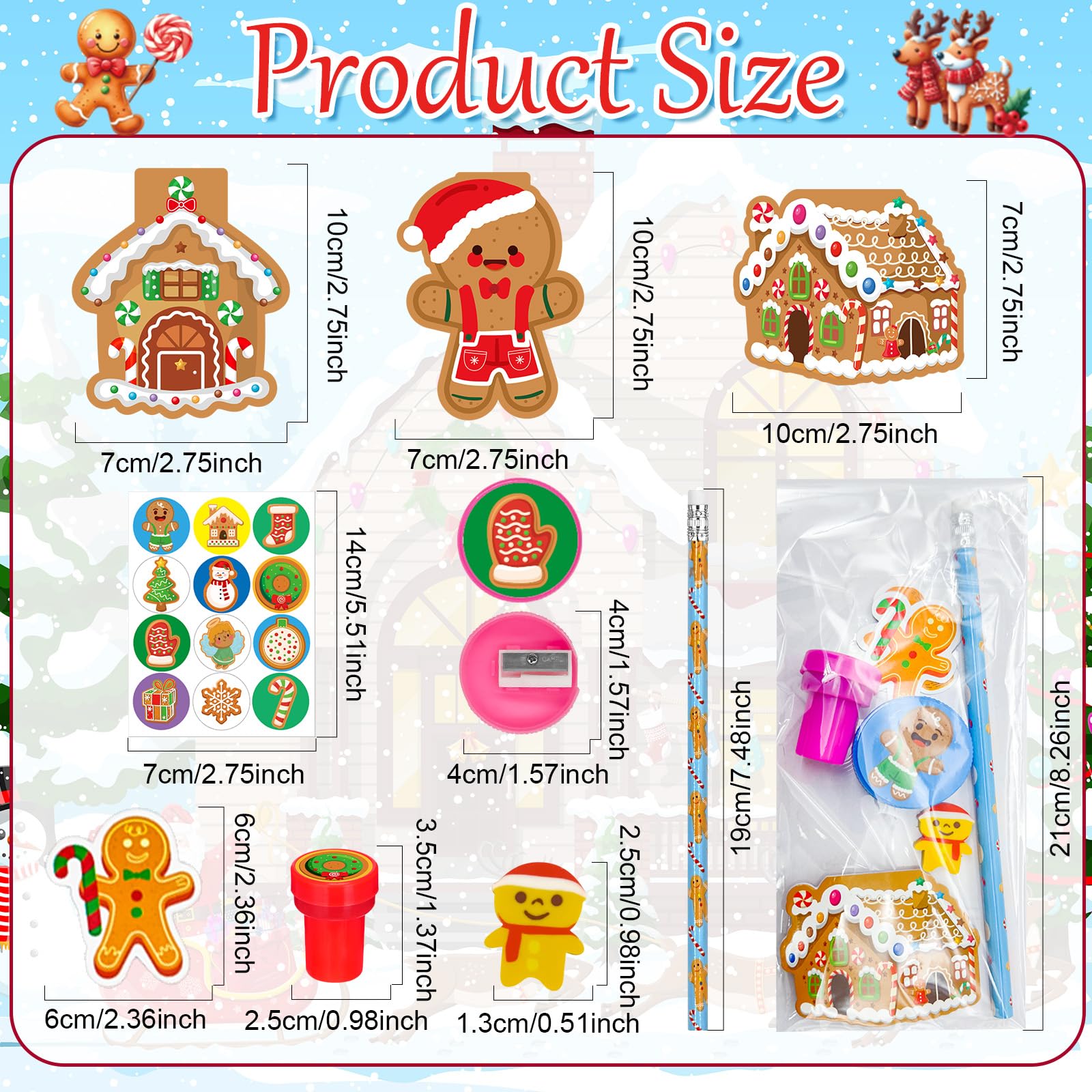 Cinrobiye Gingerbread pencils and erasers for daily tasks.