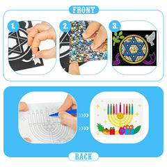 Cinrobiye dual-sided cards with foil fronts and coloring backs for versatile activities.
