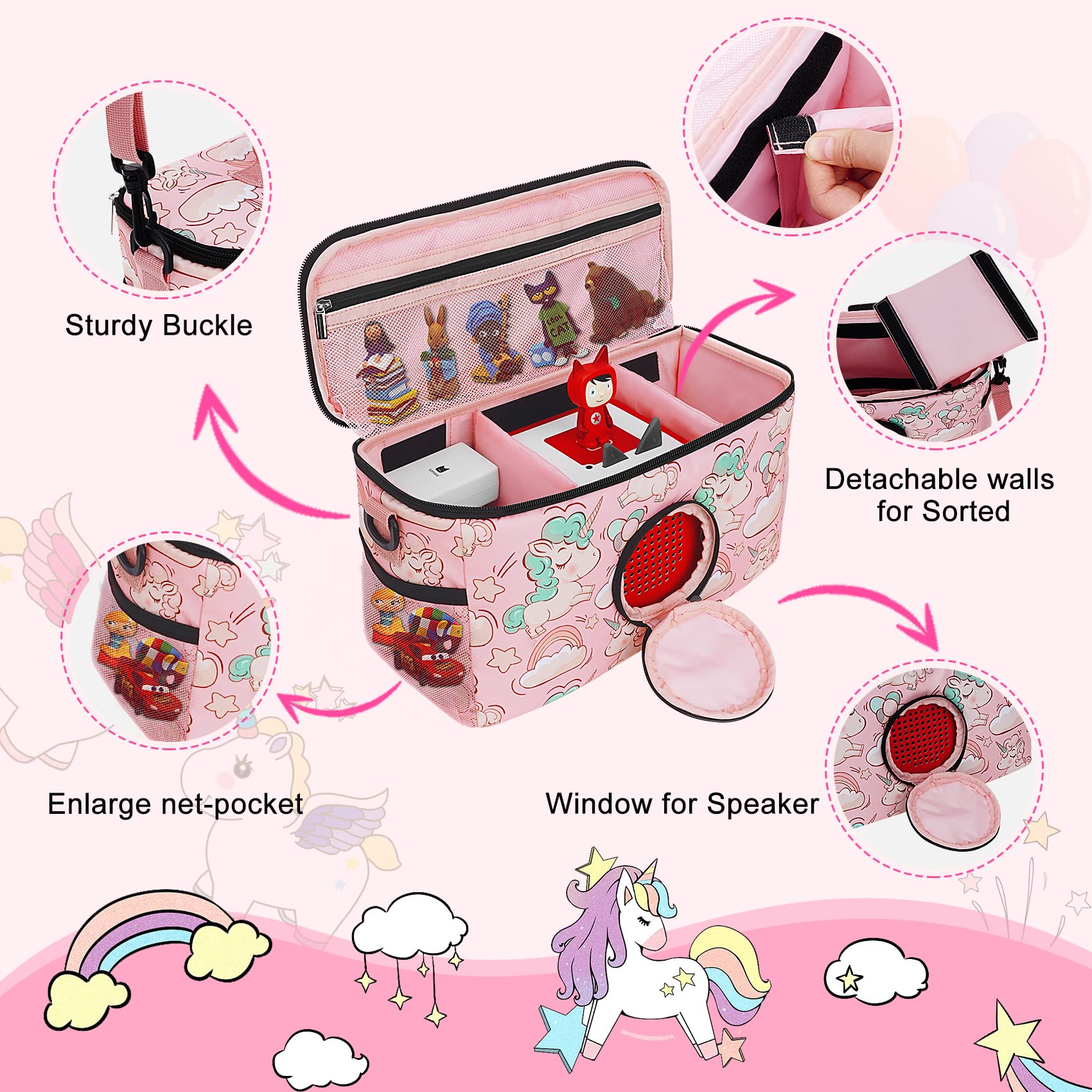 Ciseret Toniebox carry case side pocket storage keeps Tonies organized