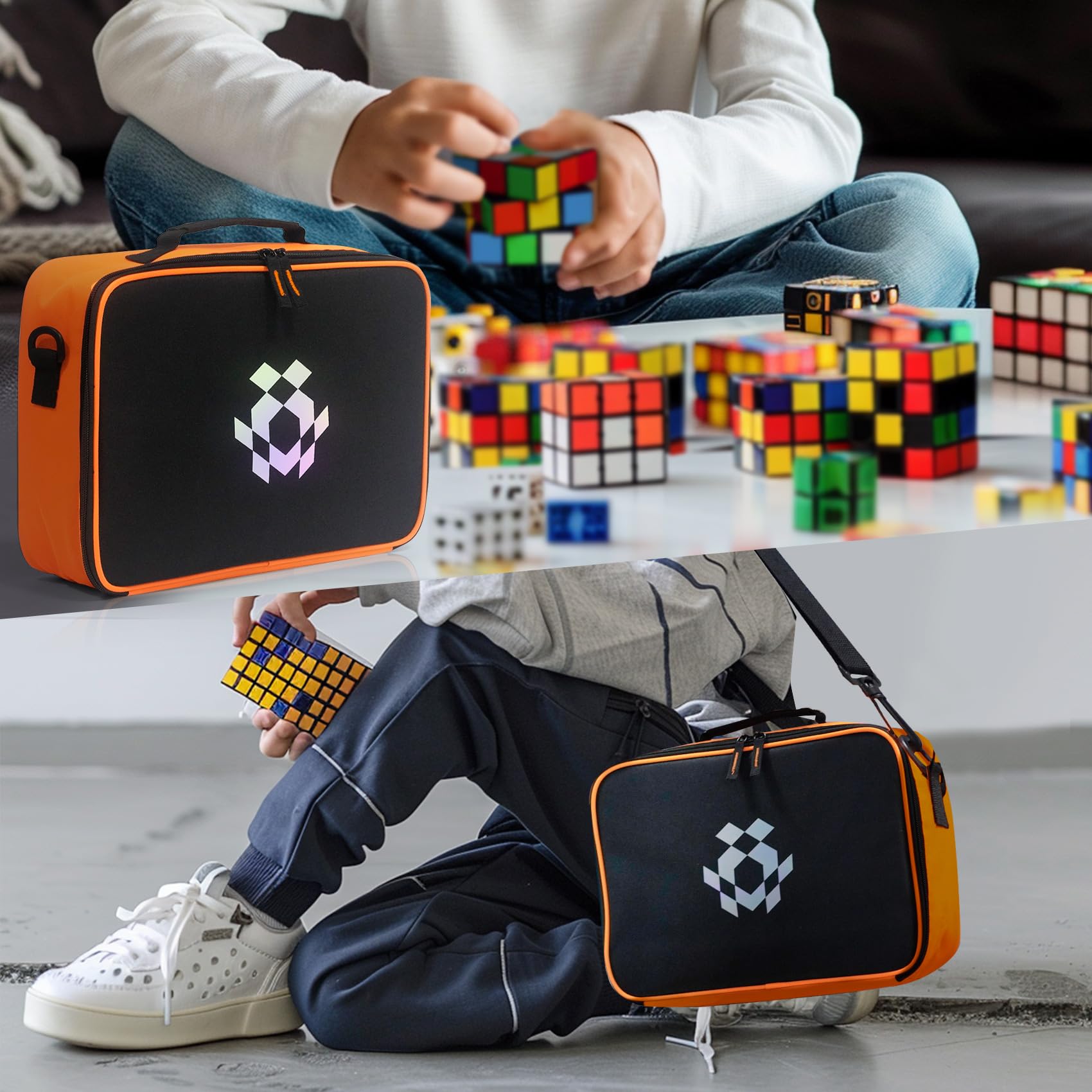 Ciseret Speed Cube Storage one-shoulder carry for easy transport.