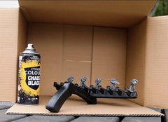Citadel Chaos Black undercoat dries quickly for faster project completion.