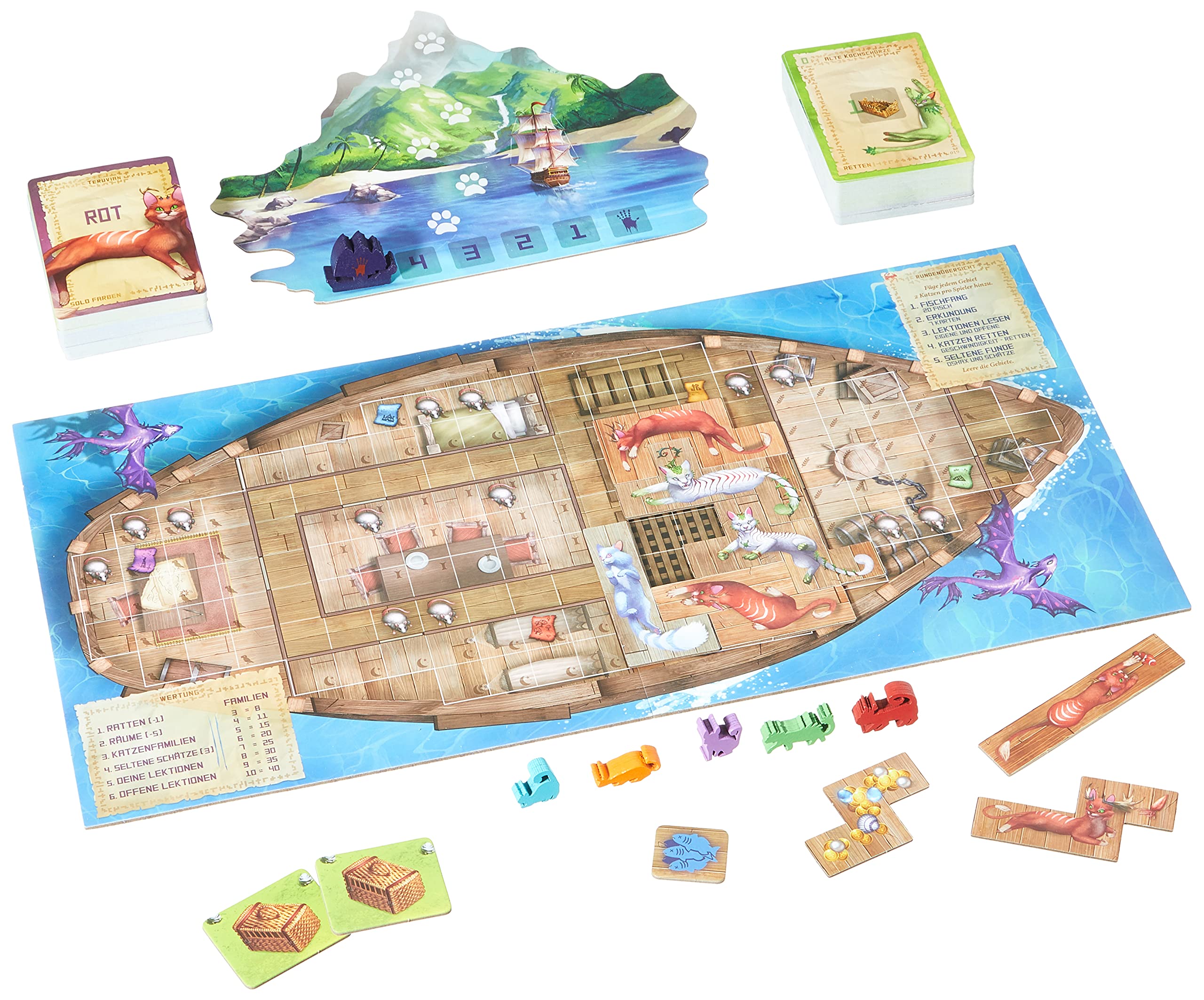 Family mode play of Isle of Cats with players around a table