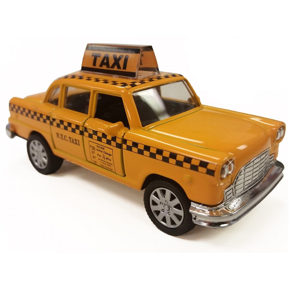 City-Souvenirs NYC Taxi pullback action toy, durable die-cast for play and display.