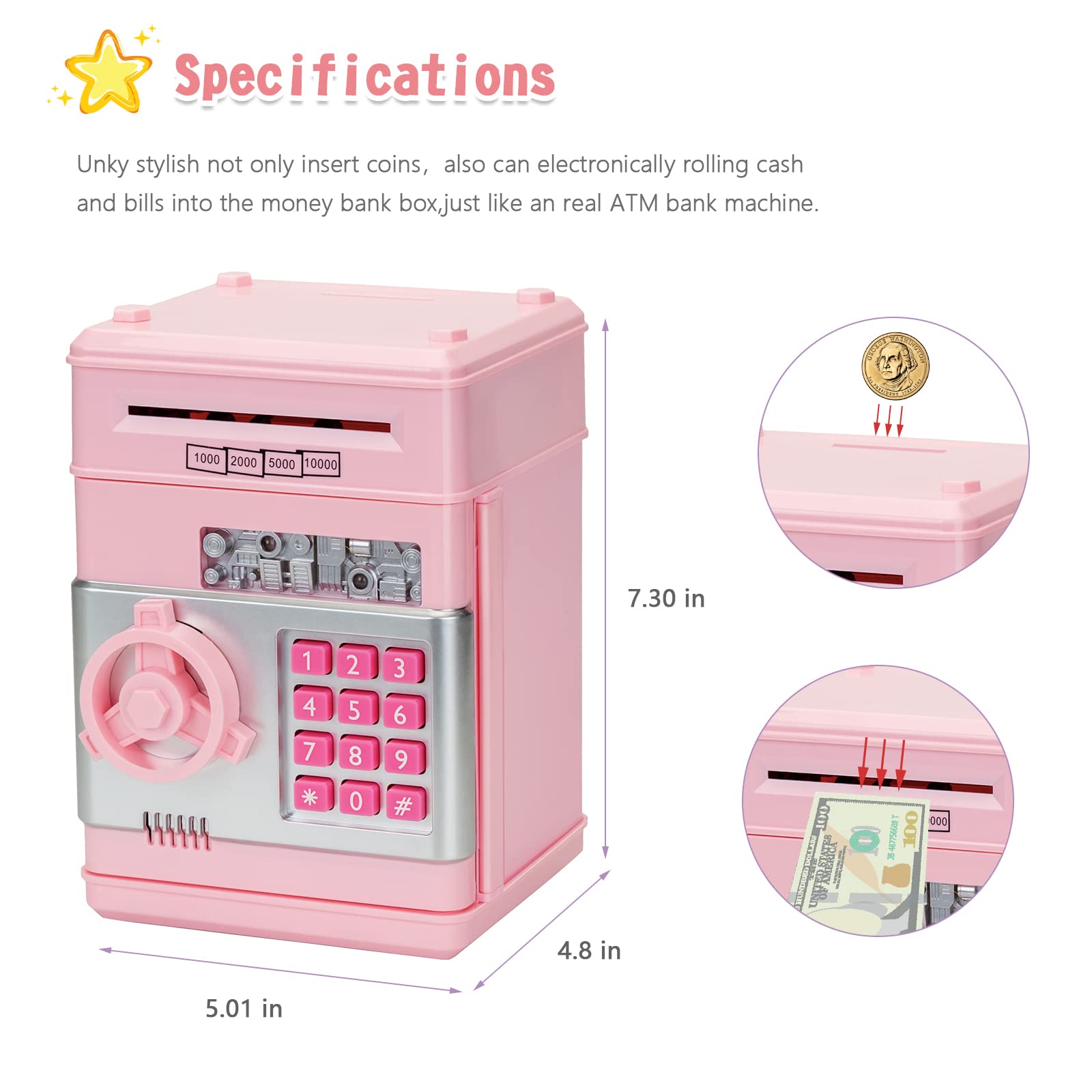 Civan ATM piggy bank password door uses a four-digit code.