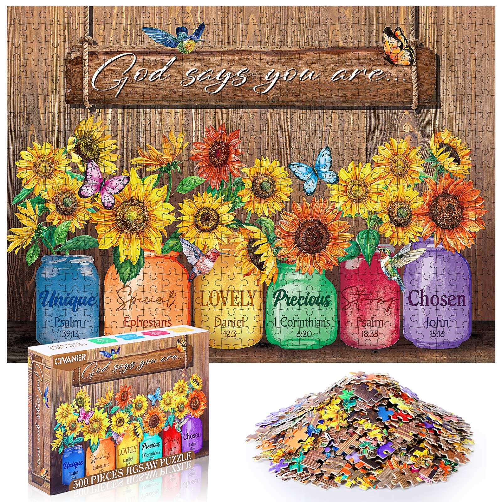 Civaner 500-piece Christian puzzle sunflower: ideal for quiet evenings and mindful focus.