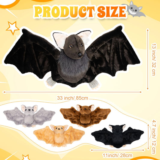 Civaner gray baby bat plush 5-inch ideal for cuddling on the go.