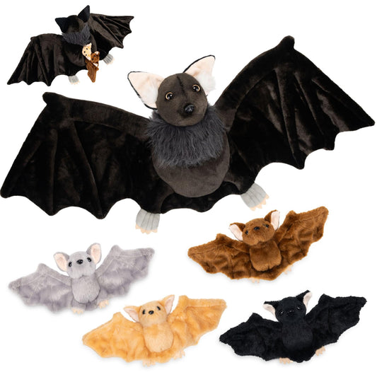 Civaner mommy bat plush 13-inch holding four babies for imaginative play.