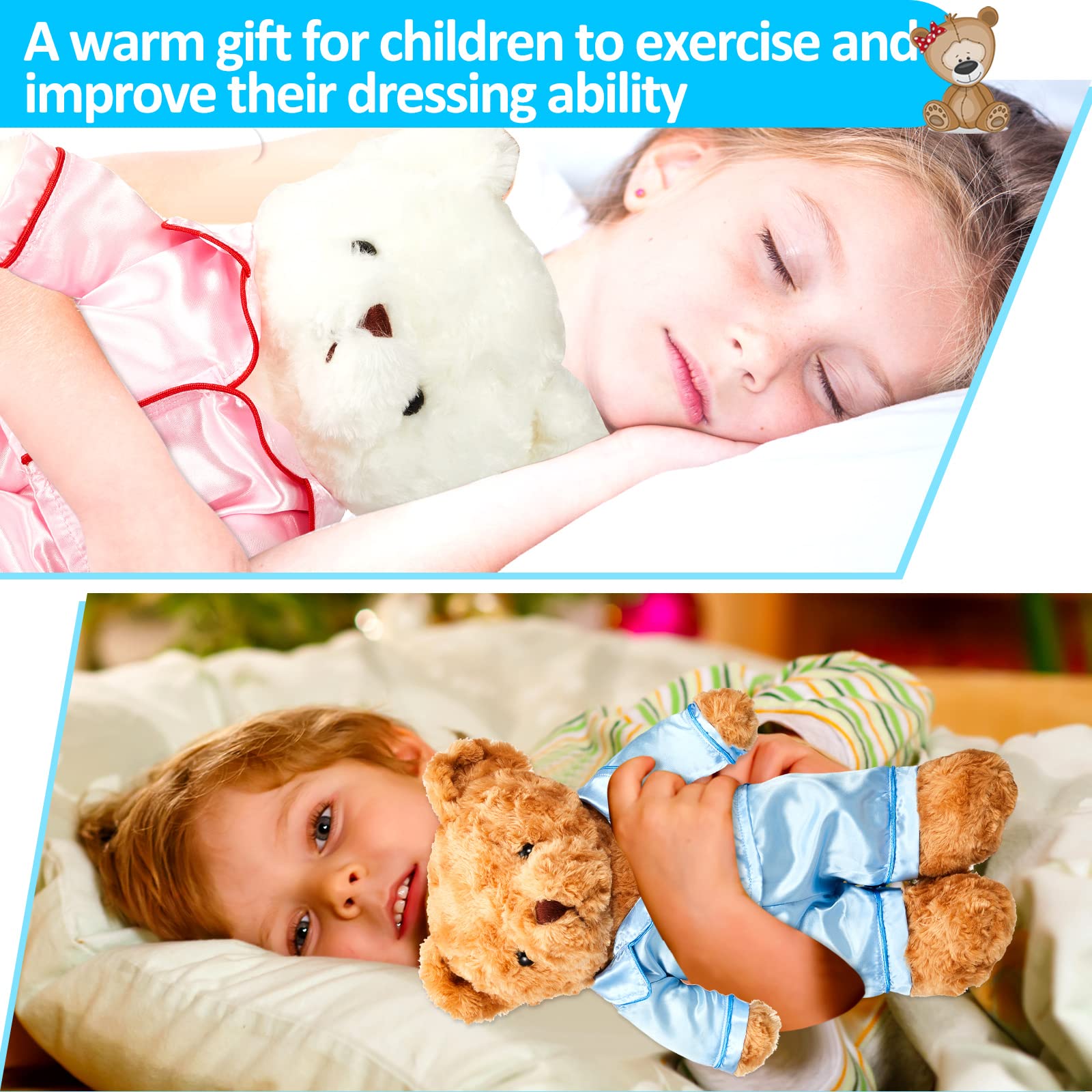 Civaner two-pack bear outfits in blue and pink for mix-and-match fun