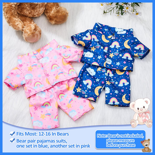 Civaner blue bear clothes set on plush bear for dress-up sessions