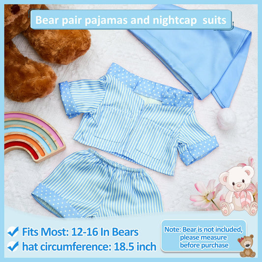Civaner blue stripe pajama for bear; soft polyester fabric feels cozy.