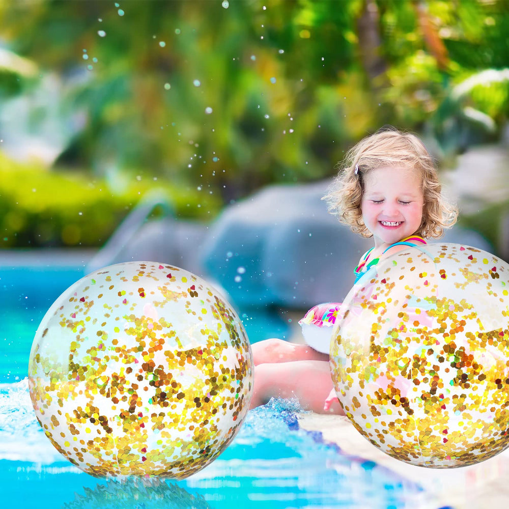 Civaner close-up glitter ball 16-inch gold showcases shimmering flecks for party ambience.