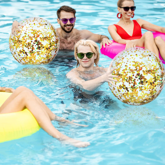 Civaner confetti-inside ball 16-inch gold brightens birthdays and summer gatherings.