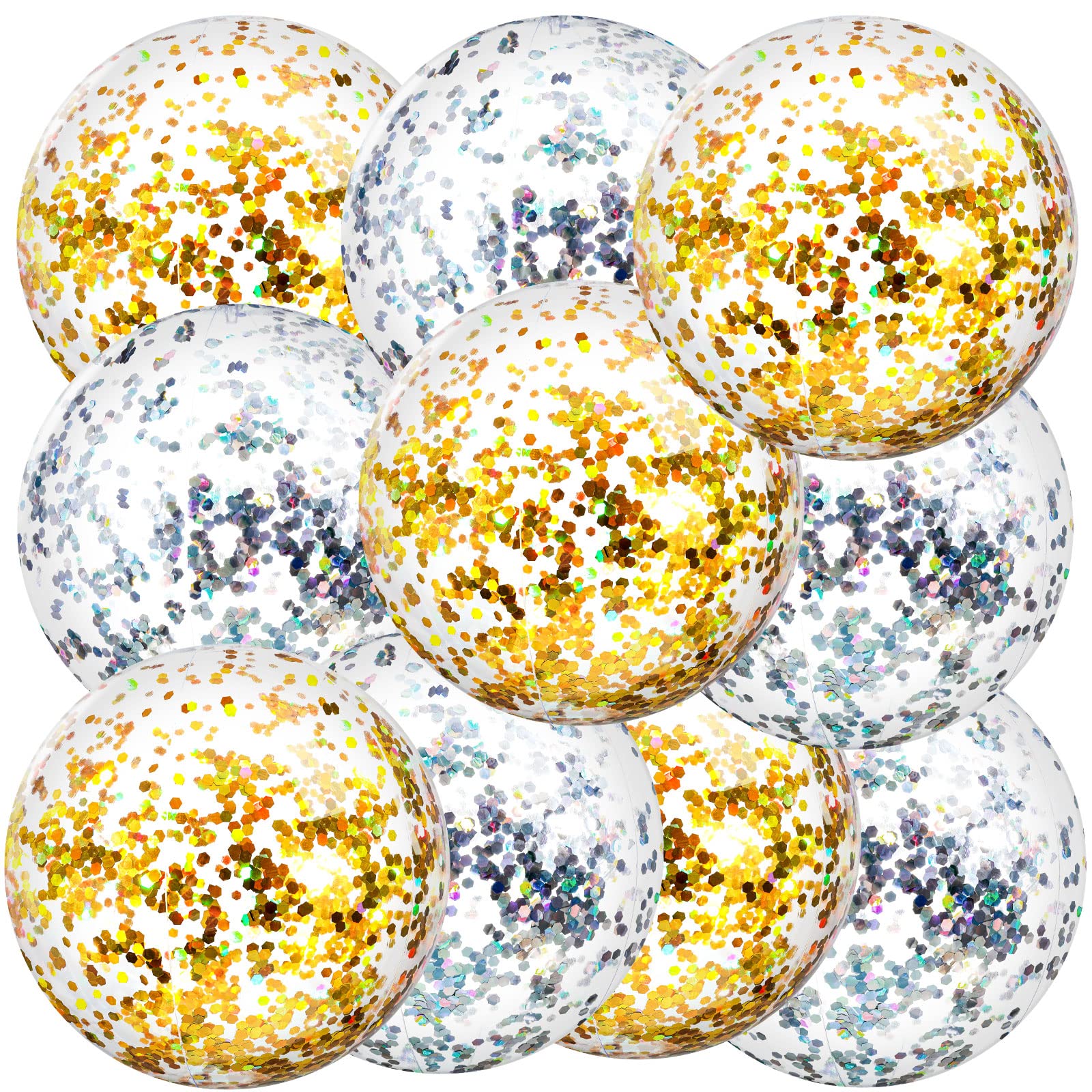 Civaner glitter beach ball gold 16 inch sparkles for pool parties.