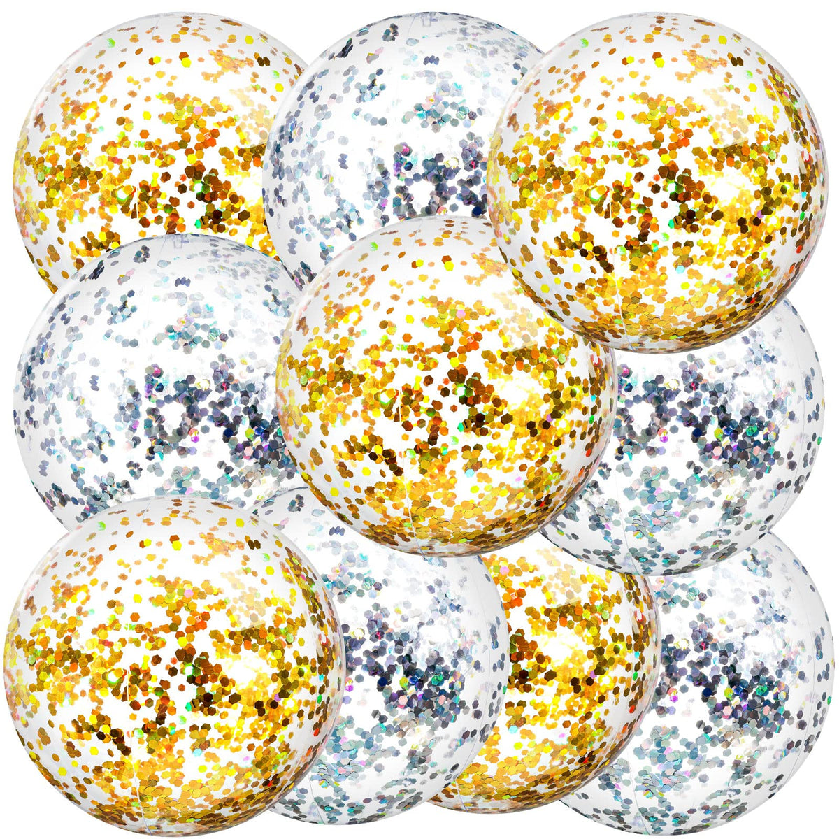 Civaner glitter beach ball gold 16 inch sparkles for pool parties.