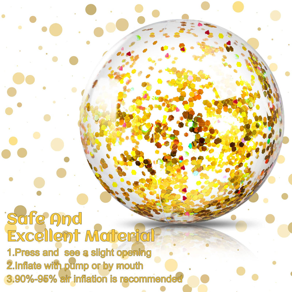 Civaner inflatable beach ball 16-inch gold features sturdy construction for repeated use.