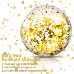 Civaner inflatable beach ball 16-inch gold features sturdy construction for repeated use.