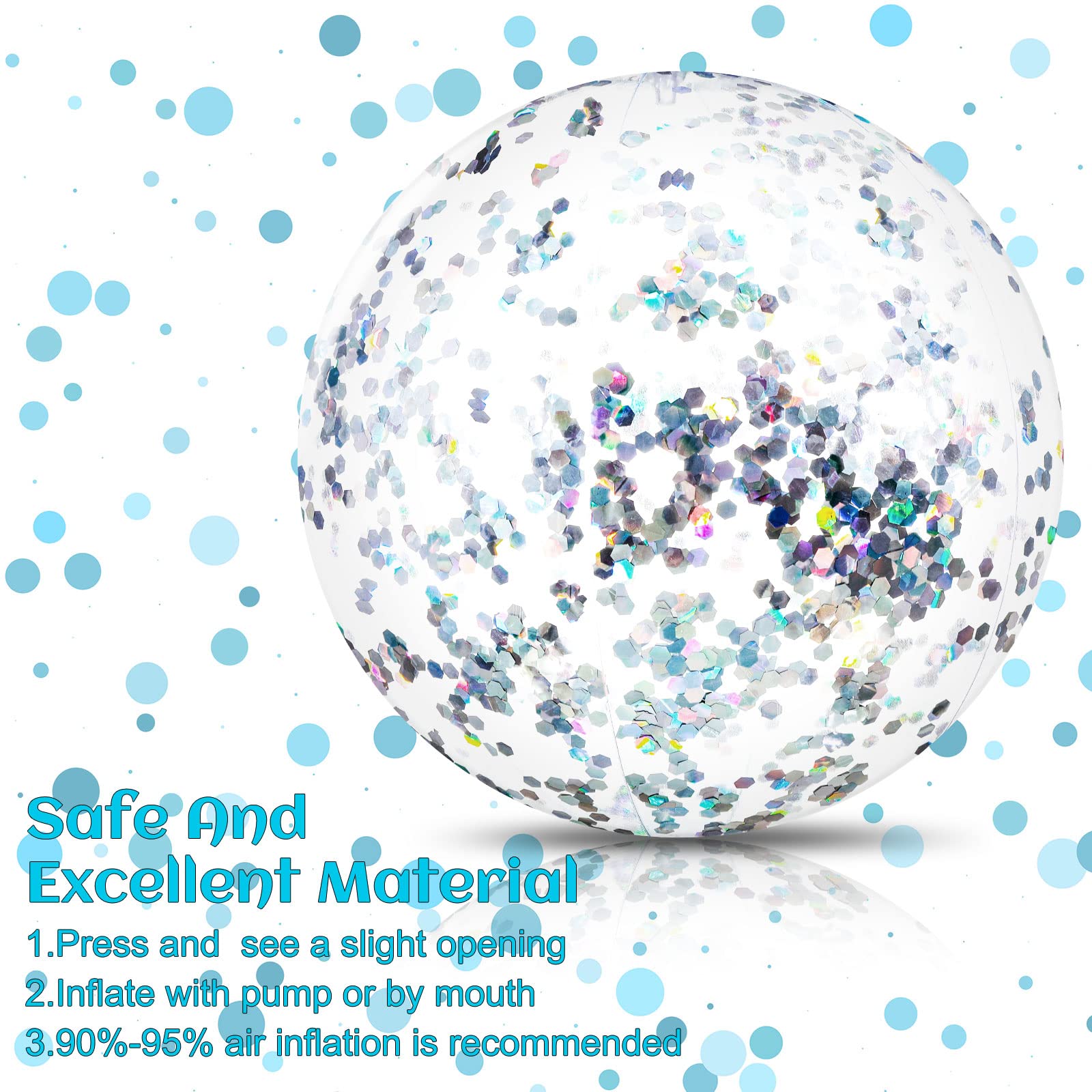 Civaner inflated 24-inch ball with silver sequins ideal for pool parties and outdoor fun