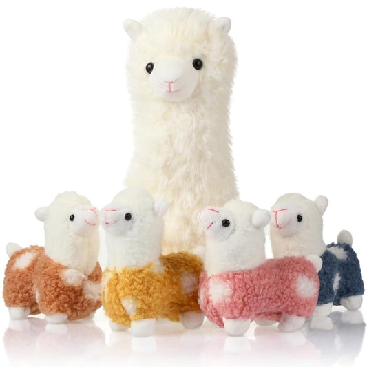Civaner llama mom with 4 baby llamas plush set adds playful charm to kids' rooms.