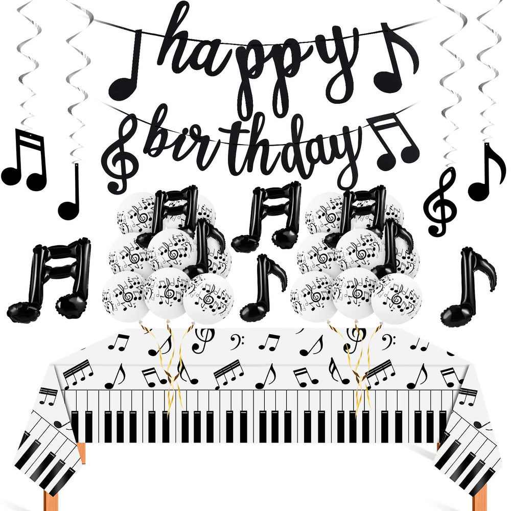 Civaner music theme latex balloons with black solo notes for a striking party centerpiece.