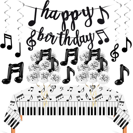 Civaner music theme latex balloons with black solo notes for a striking party centerpiece.