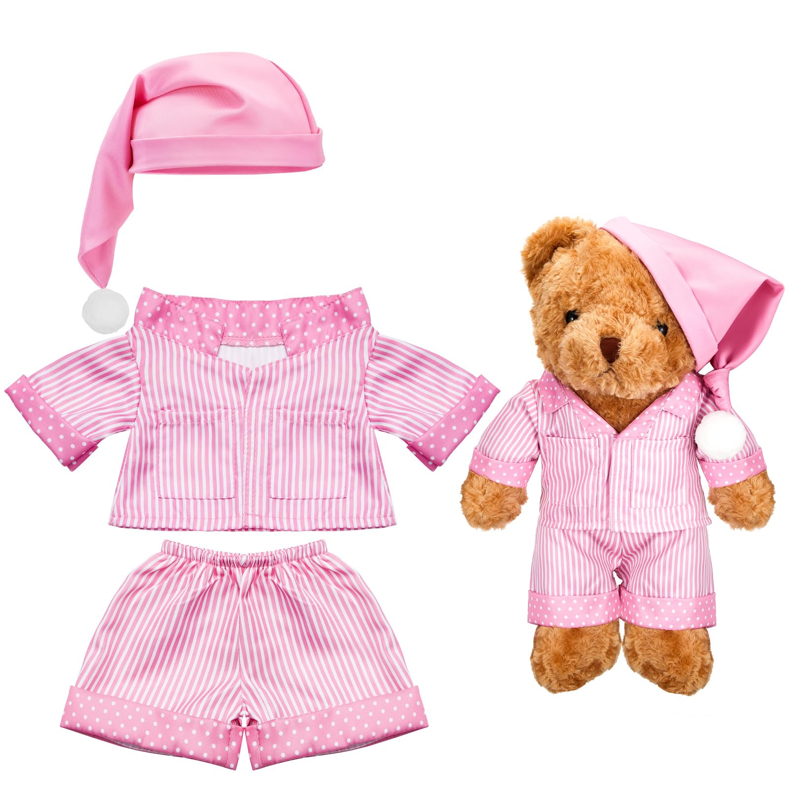 Civaner Stripe Bear Clothes pink shirt set, perfect for cozy, stylish play