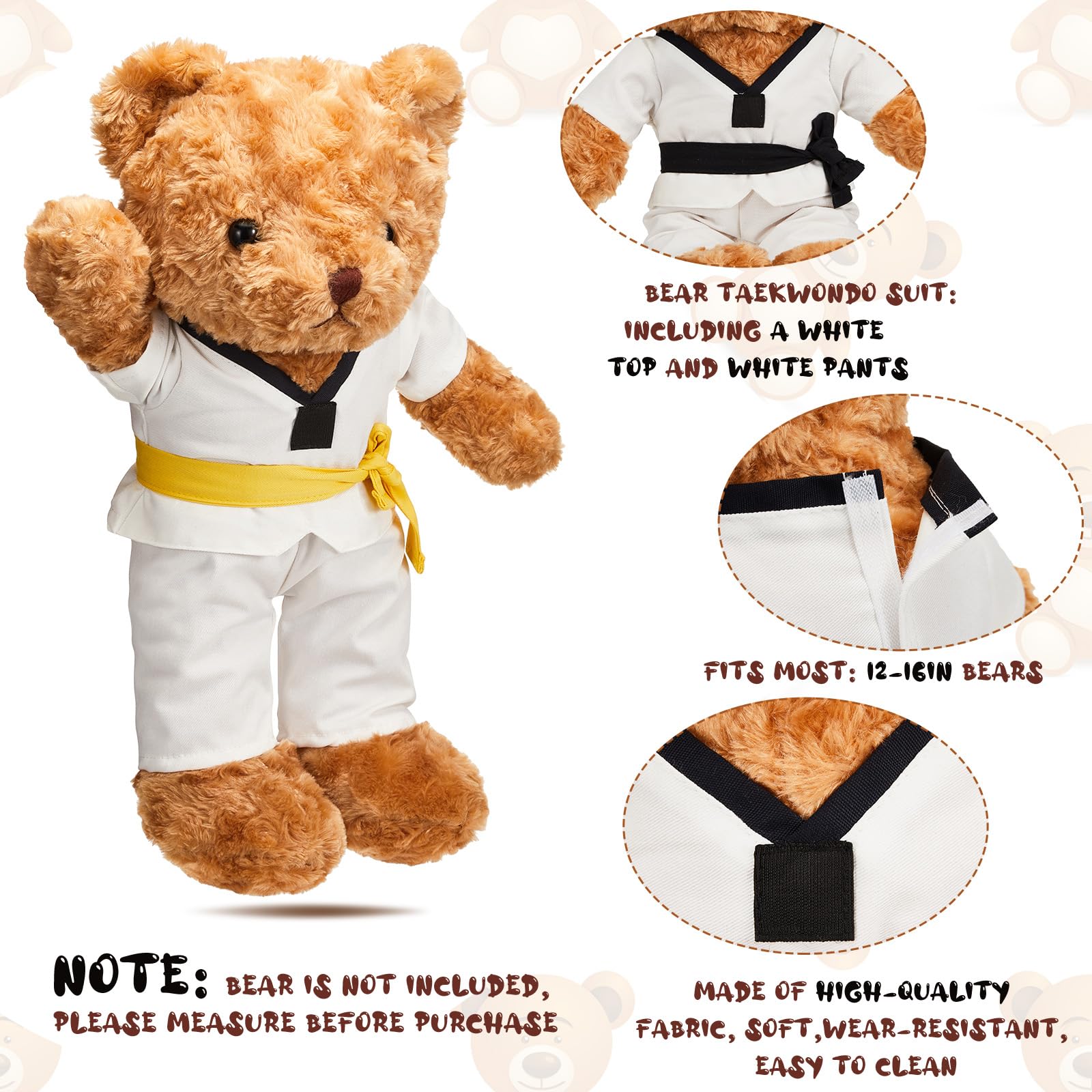 Civaner taekwondo bear pants sized for 12-16 inch bears, easy dressing