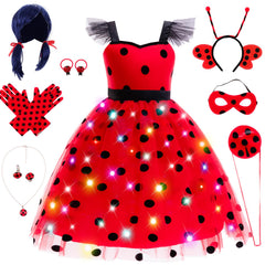 CIYTI girls light-up ladybug costume front view for magical party moments