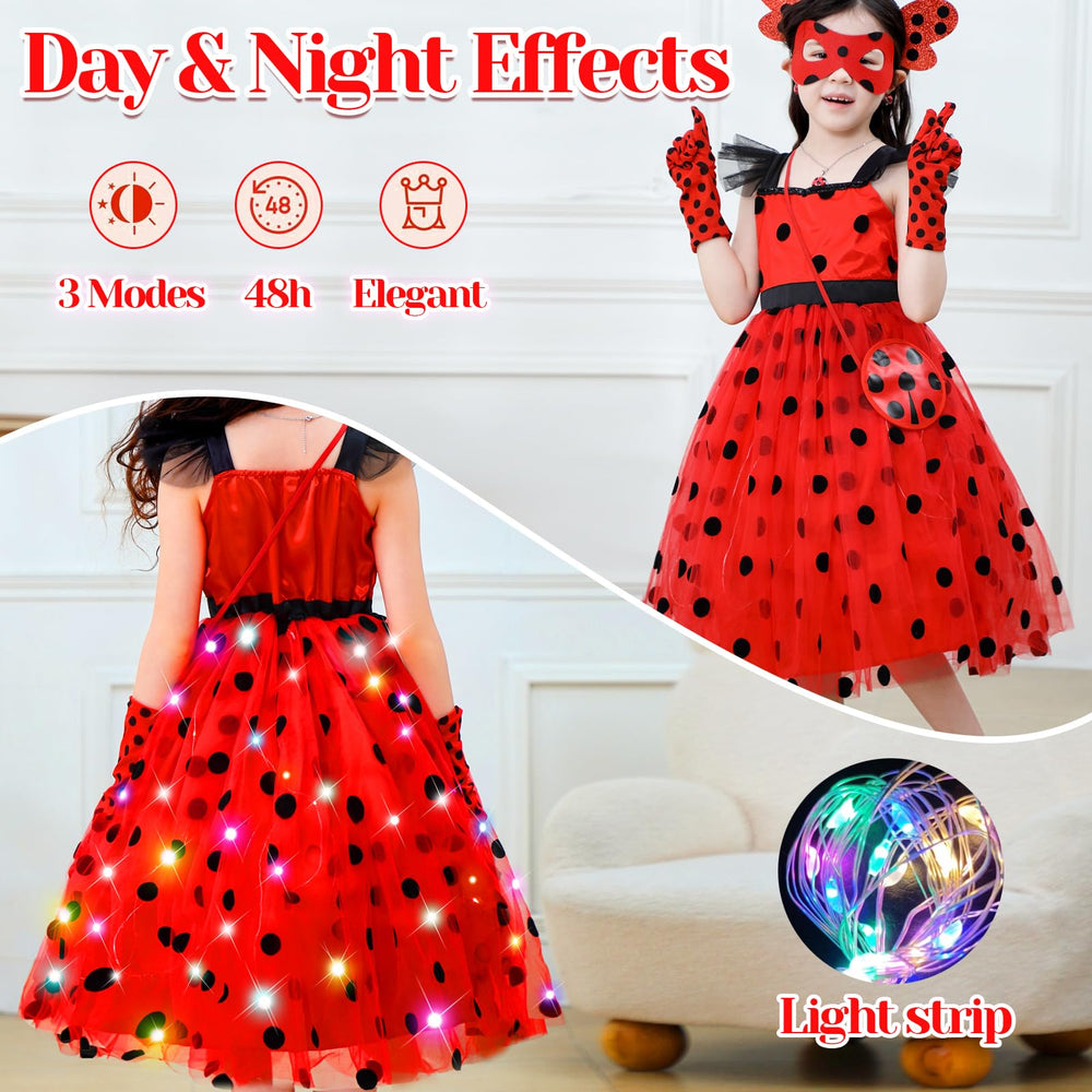 CIYTI girls light-up ladybug costume close-up shows soft material