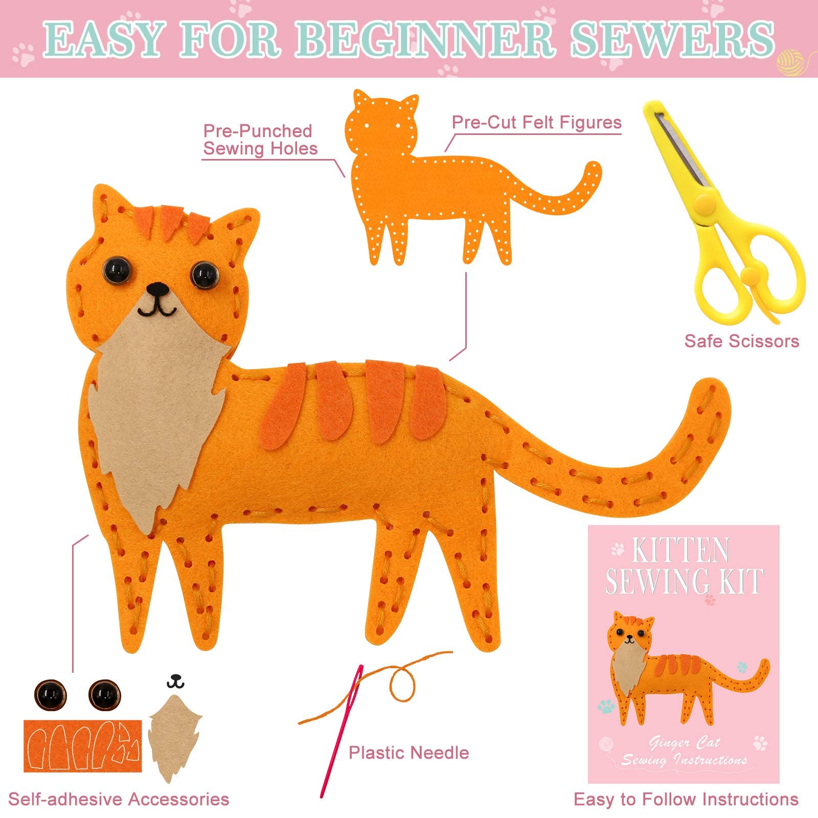 CiyvoLyeen cat sewing kit tools and materials for kids hobby time and skill-building.