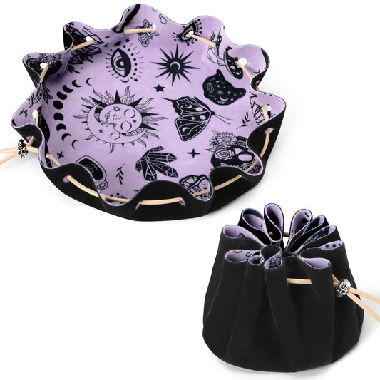 CiyvoLyeen DND dice tray with sun-moon pattern for organized rolls